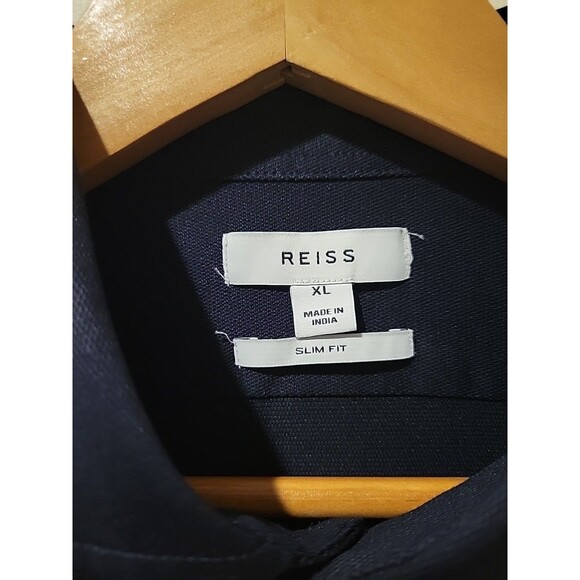 REISS Men's Nate Cutaway Jersey Slim Fit Shirt Long Sleeve Button Front Size XL - Picture 5 of 10